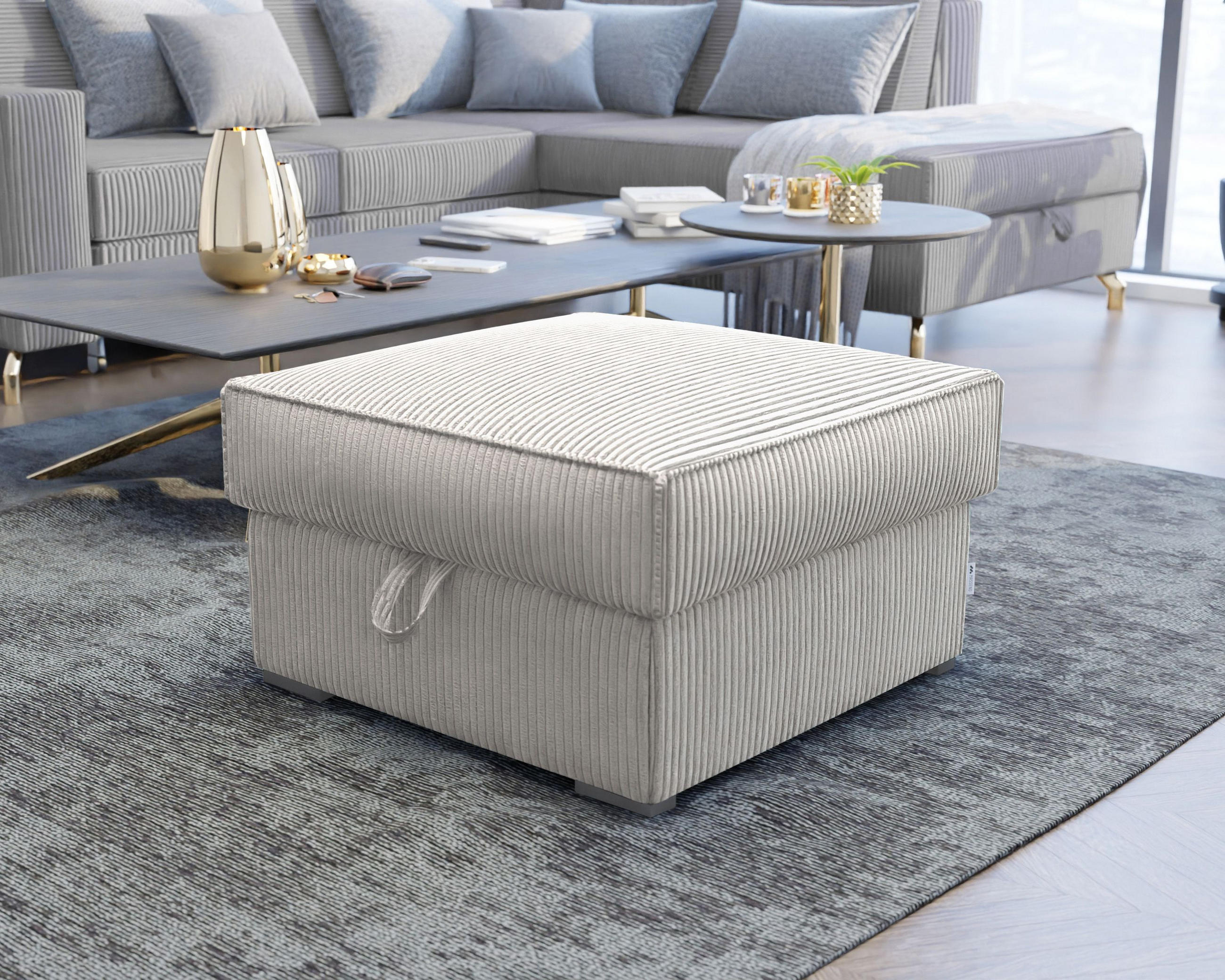 POUF FERA Creme 65x65 cm - Creme, Textil (65/38/65cm) - MASSENO