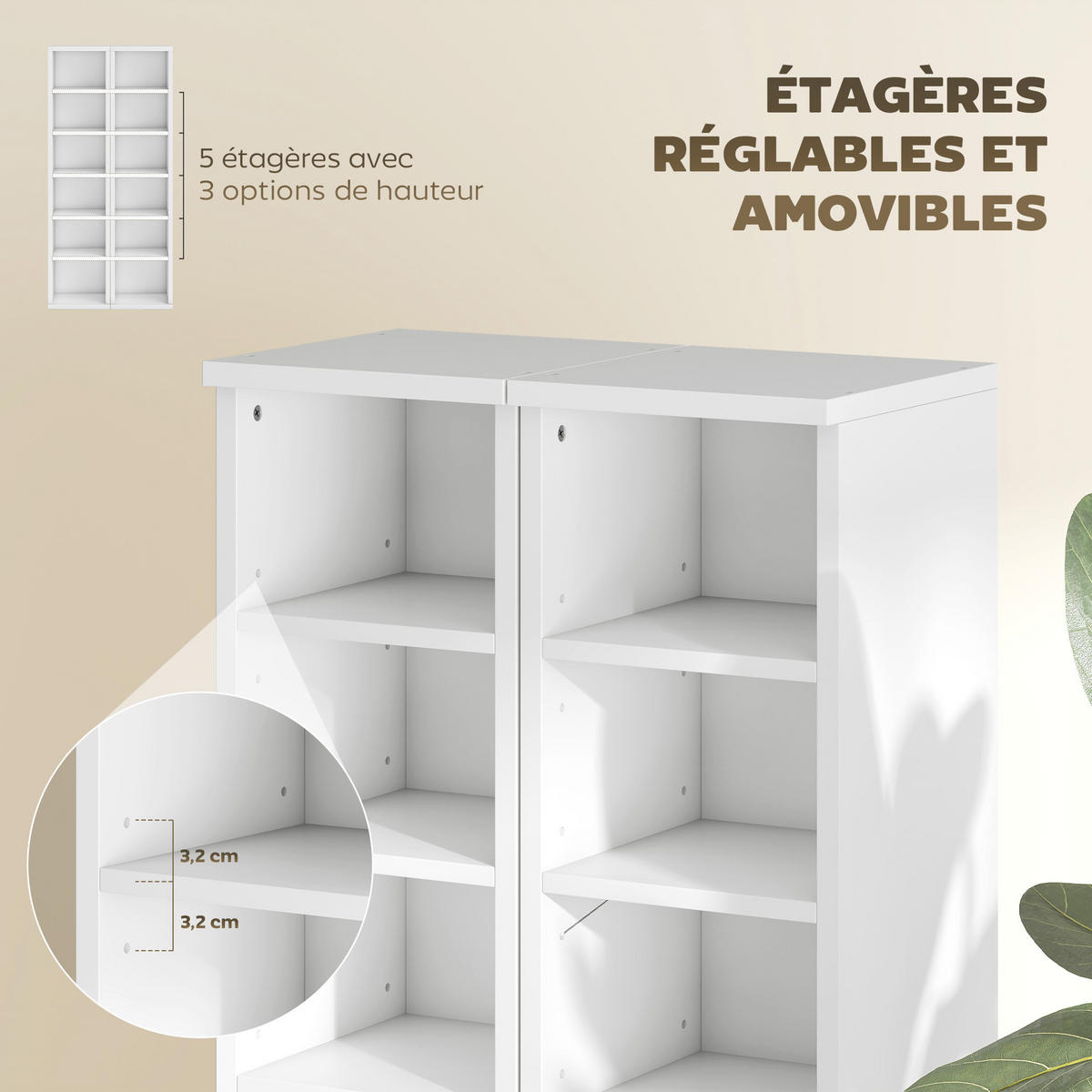 CD-REGAL 2er-Set DE-14522 12 Fächer für 204 CDs Weiß - Weiß, Holzwerkstoff (22.5/88.5/21cm) - ComfortXL