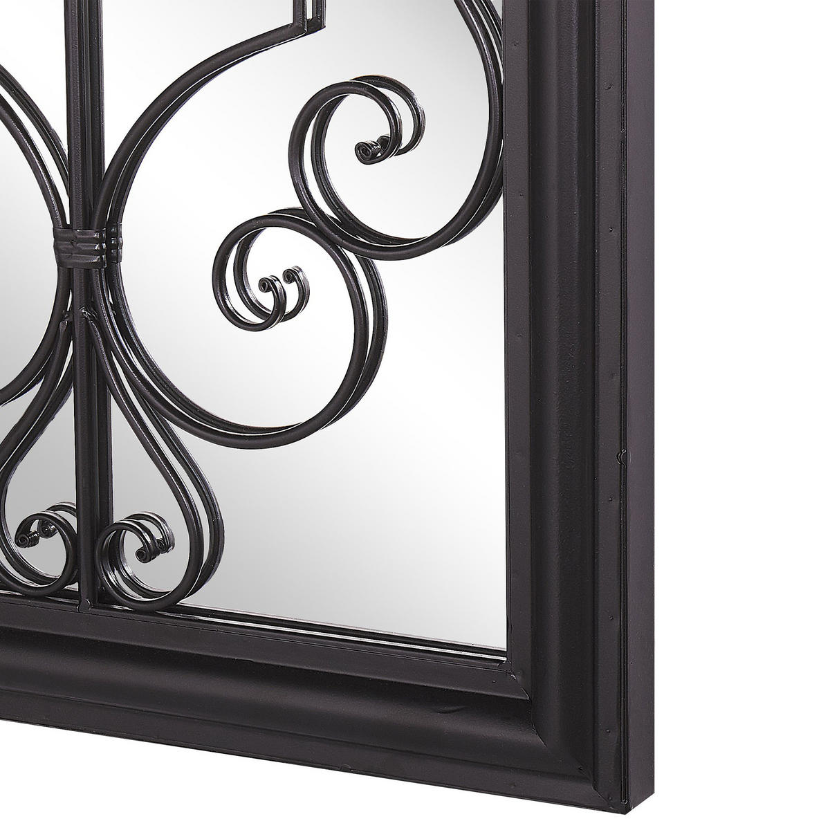 WANDSPIEGEL schwarz Fensteroptik 50/98 cm Campel - Schwarz, Metall (49/97/5cm) - Beliani