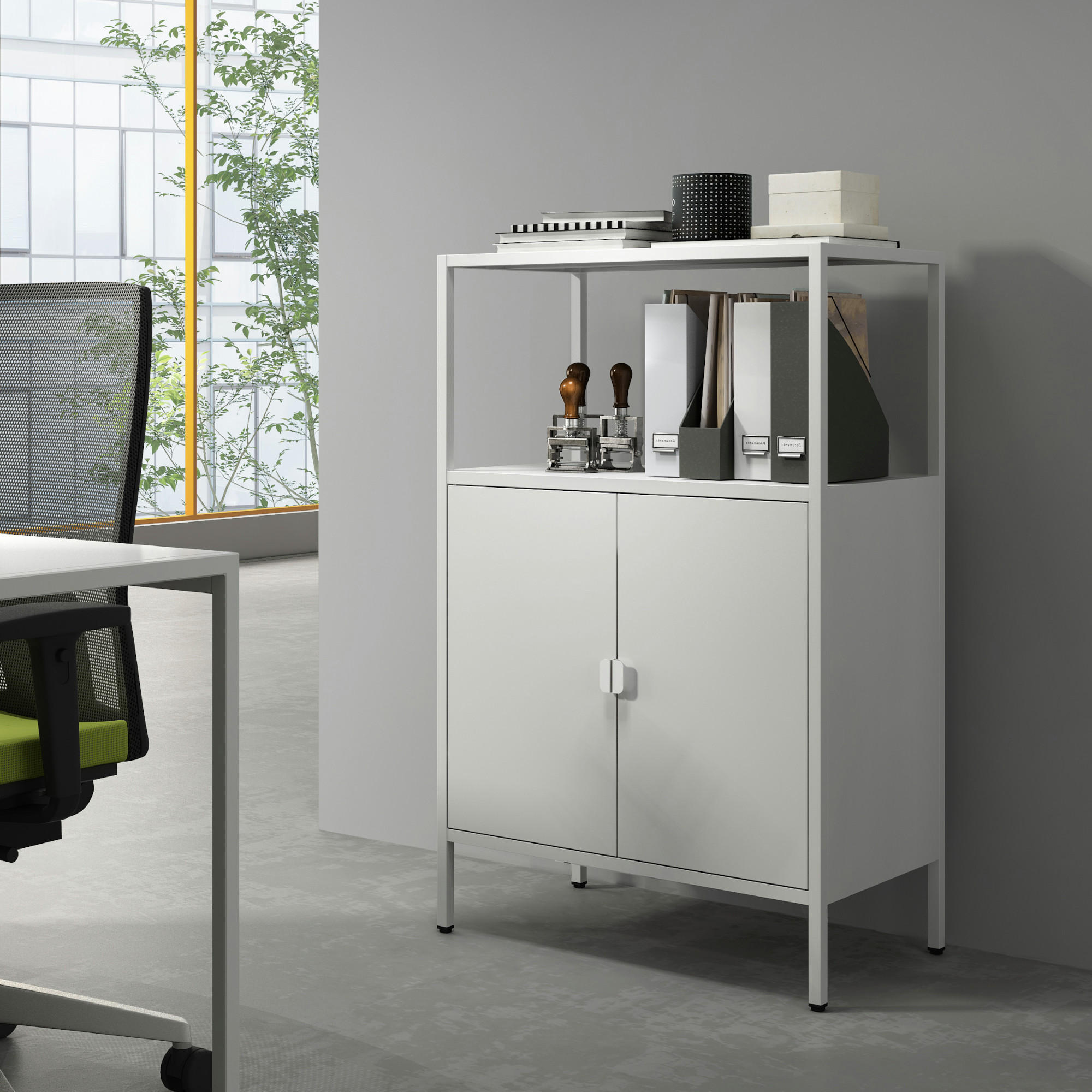 AKTENSCHRANK Hailuoto - Hellgrau, Metall (70/110/40cm) - [en.casa]