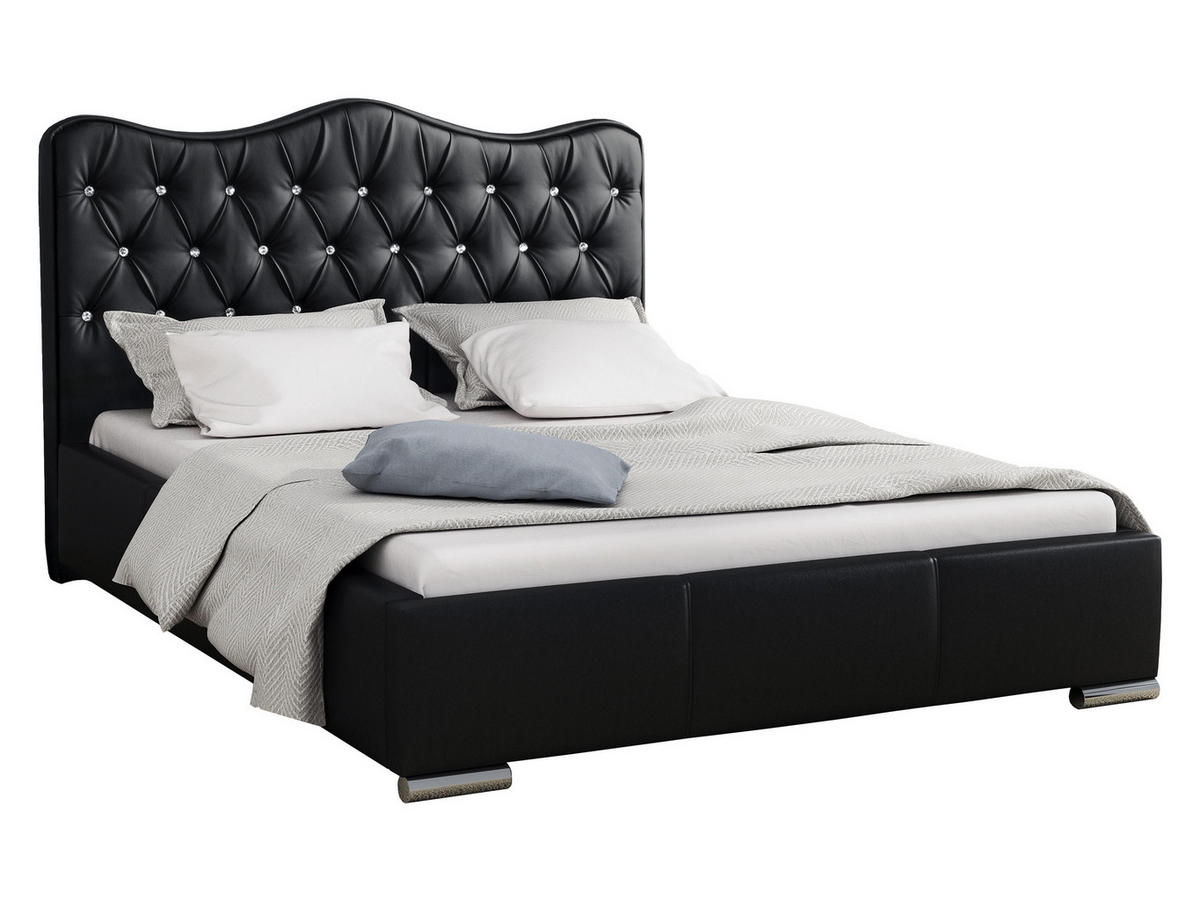 POLSTERBETT Santorini - Schwarz Hochglanz, Holz (140/200cm) - MIRJAN24