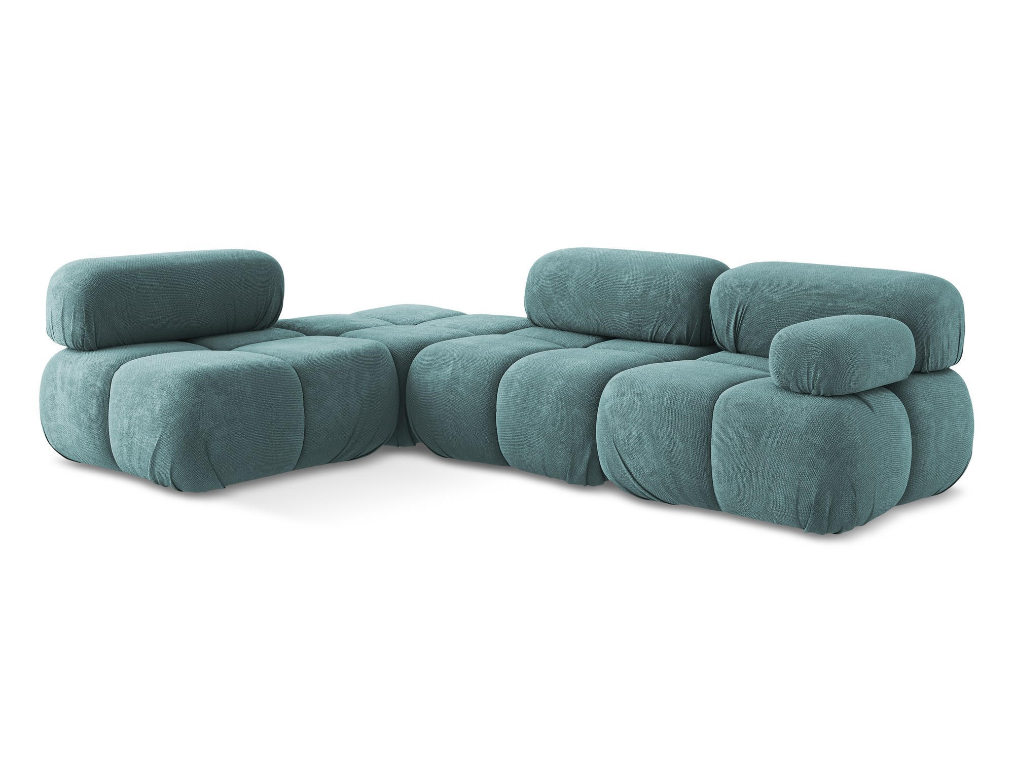 ECKSOFA Links Chenille Stoff Blau - Blau/Beige, Kunststoff/Textil (190/285cm) - Makamii