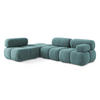 ECKSOFA Links Chenille Stoff Blau - Blau/Beige, Kunststoff/Textil (190/285cm) - Makamii