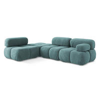 ECKSOFA Links Chenille Stoff Blau - Blau/Beige, Kunststoff/Textil (190/285cm) - Makamii