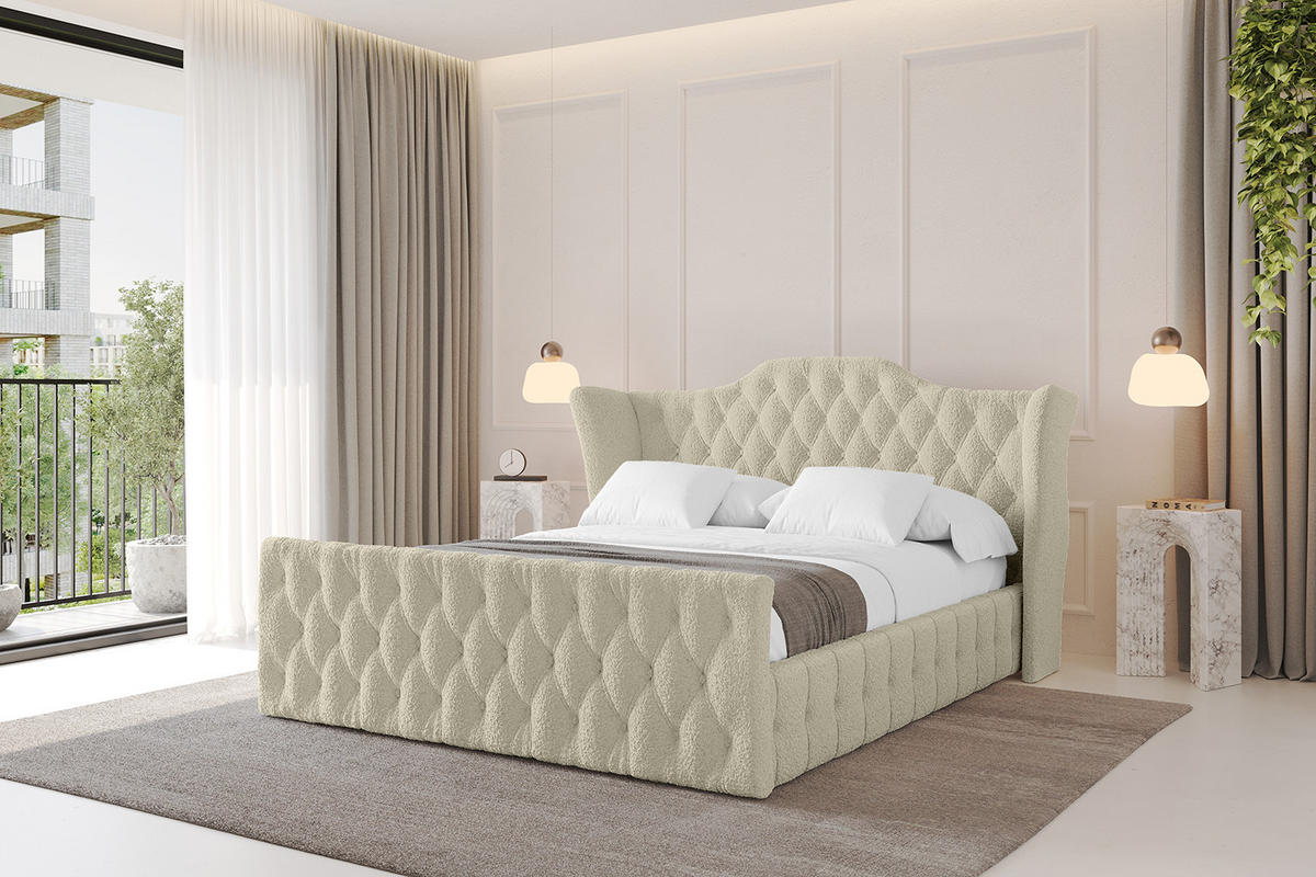 POLSTERBETT mit Bettkasten, Fußteil und Lattenrost, Boxbett ohne Matratze - MODY-Z 120x200 Beige - Taupe, Holzwerkstoff/Textil (120/200cm) - ALTDECOR