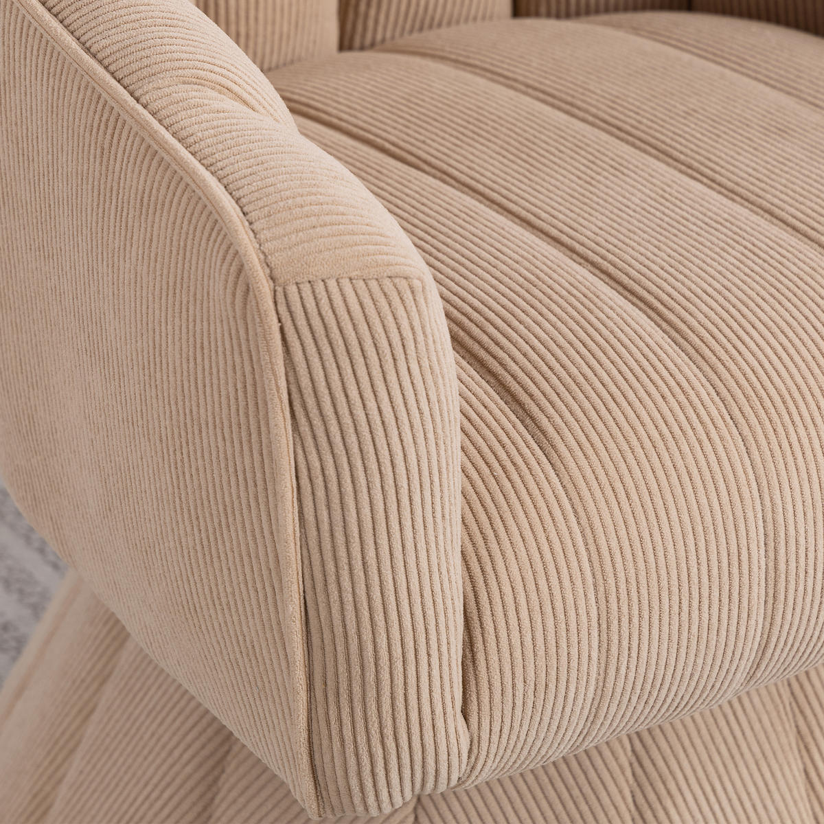 DREHSTUHL Moderner 360° Beige mit Cord-Bezug - Beige, Textil (70/72/66cm) - Urban Meuble