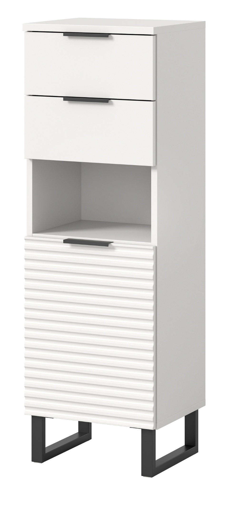 BADKOMMODE weiß 35 cm, Badschrank mit Soft-Close - Schwarz/Weiß, Holzwerkstoff/Metall (35/110/34cm) - Inn.Furn