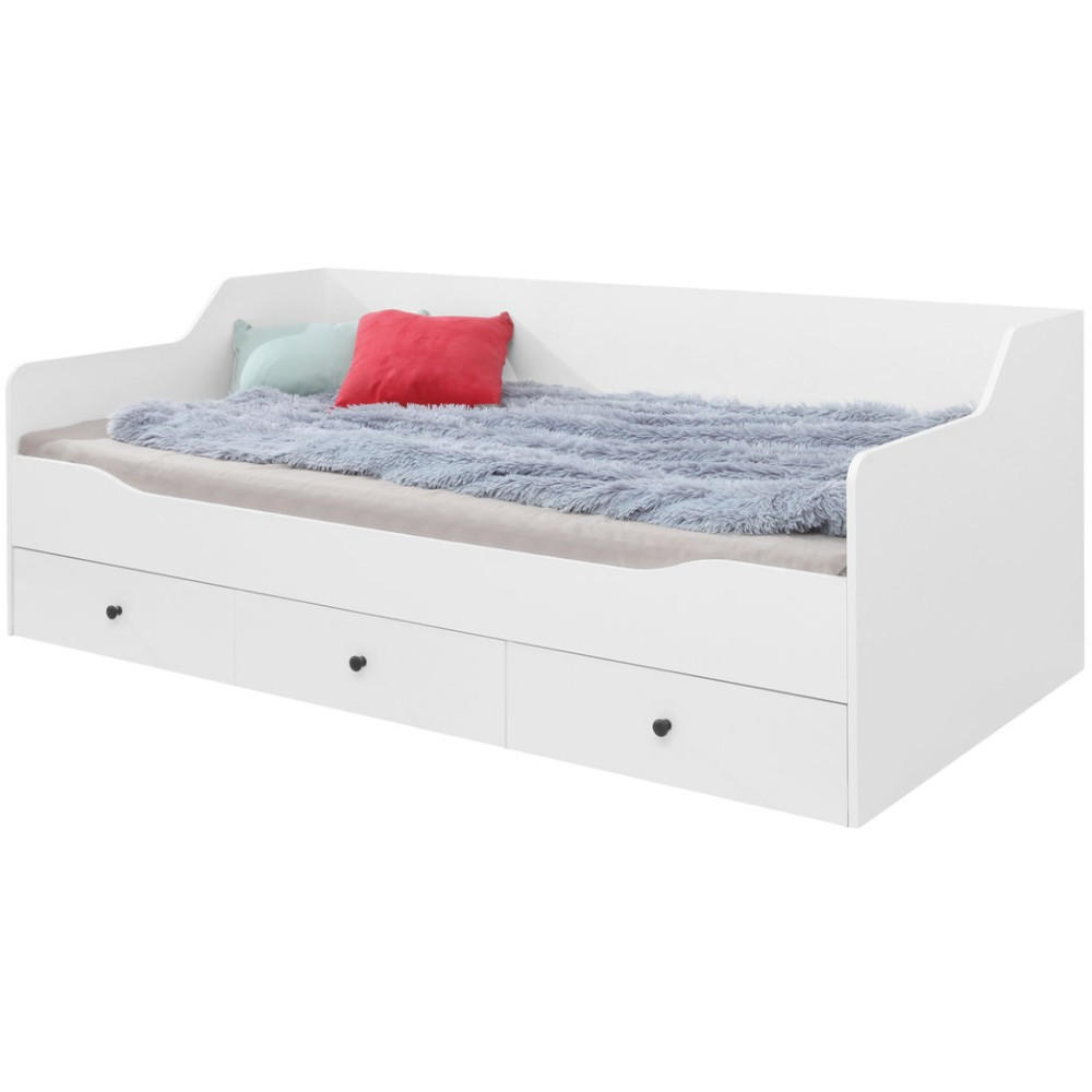Beautysofa Jugendbett Weiß Hochglanz, Weiß 90x200 cm