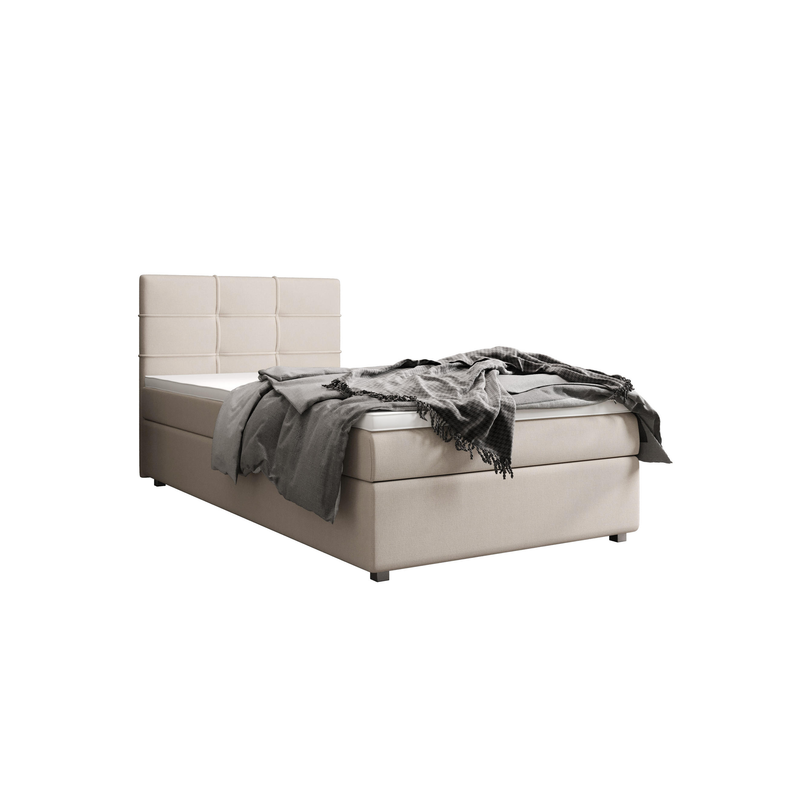 BOXBETT FADO 22 mit Matratze H3, Bonell und Topper 80x200 Cosmic 10 - Beige, Textil (80/200cm) - Bedante