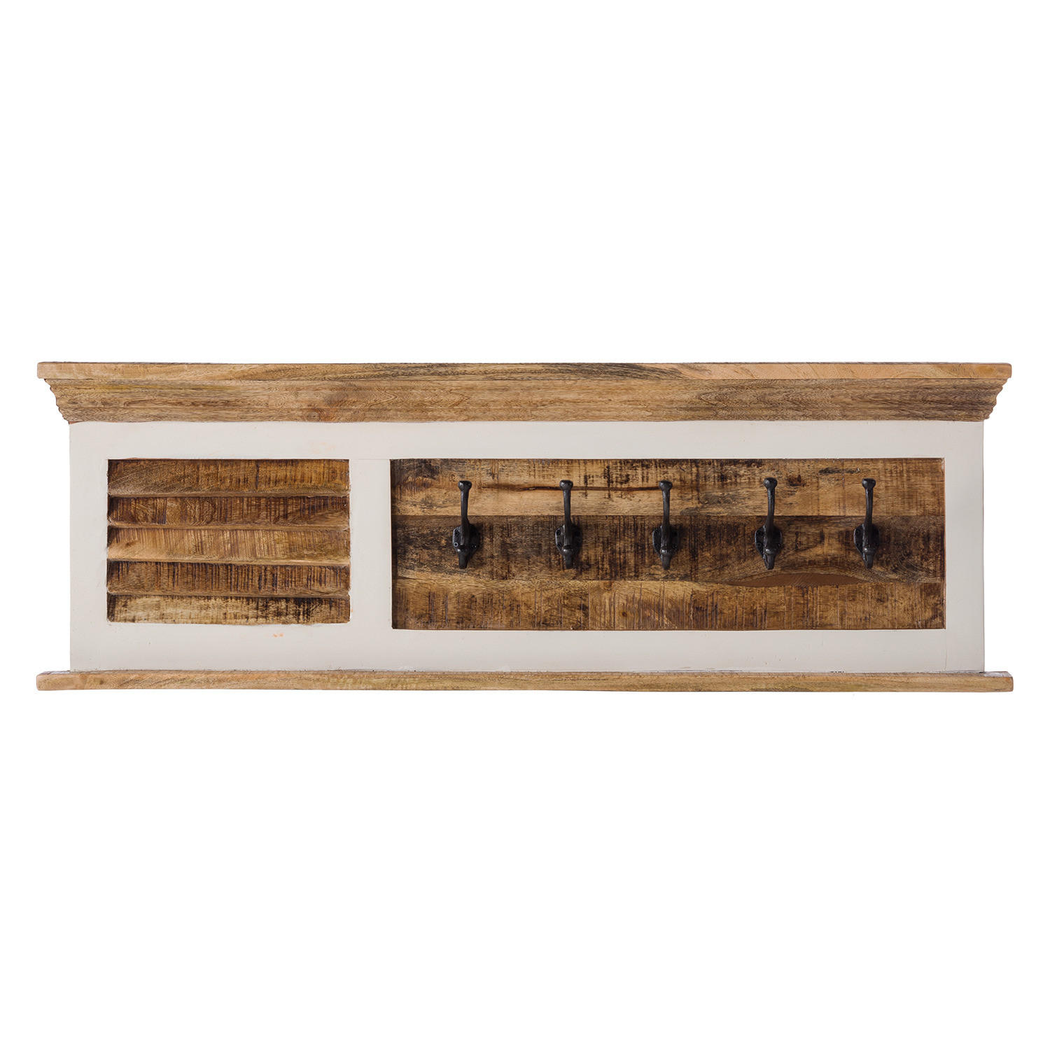 GARDEROBENLEISTE - Mango massiv - Braun/Weiß, Holz (120/40/28cm) - home24