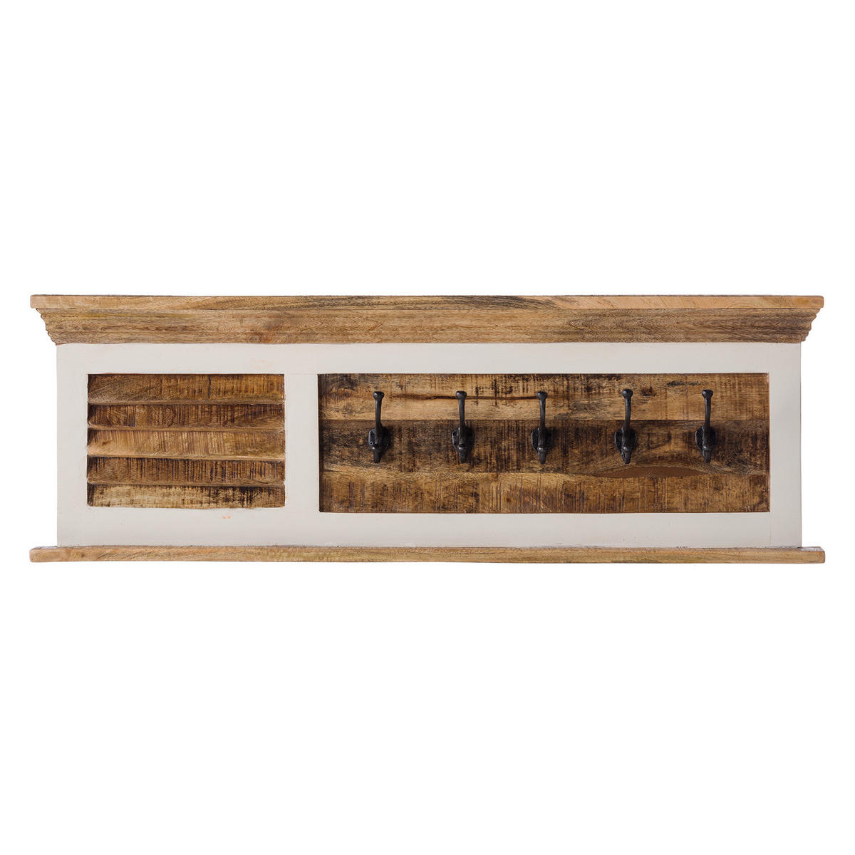 GARDEROBENLEISTE - Mango massiv - Braun/Weiß, Holz (120/40/28cm) - home24