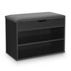 SCHUHREGAL schwarz mit Klappdeckel und gepolstertem Sitz 60 x 30 x 44 cm - Schwarz, Holz (30/44/60cm) - Juskys