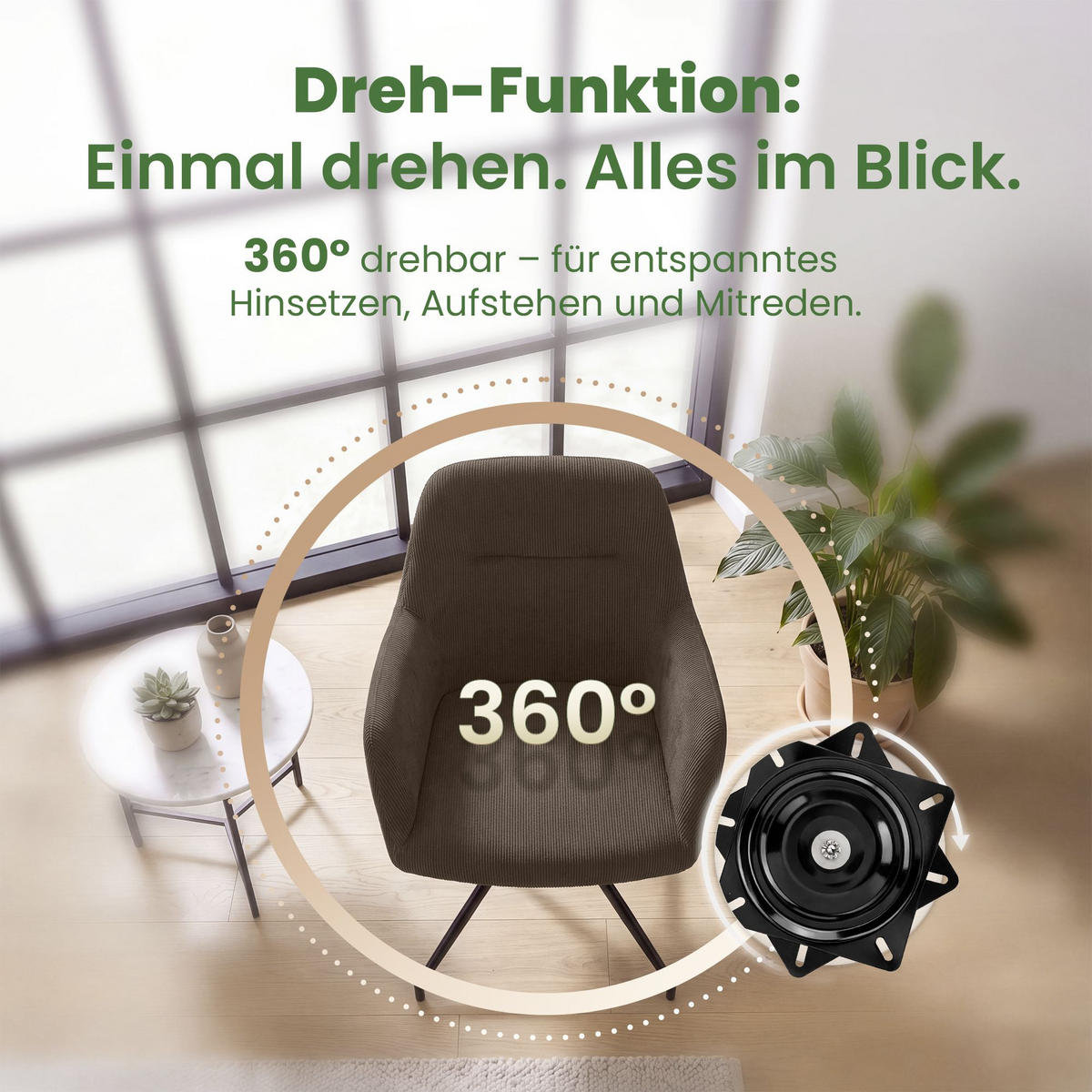 ESSZIMMERSTUHL Cord Dunkelbraun - Dunkelbraun/Schwarz, Textil/Metall (58/85/60cm) - CLP