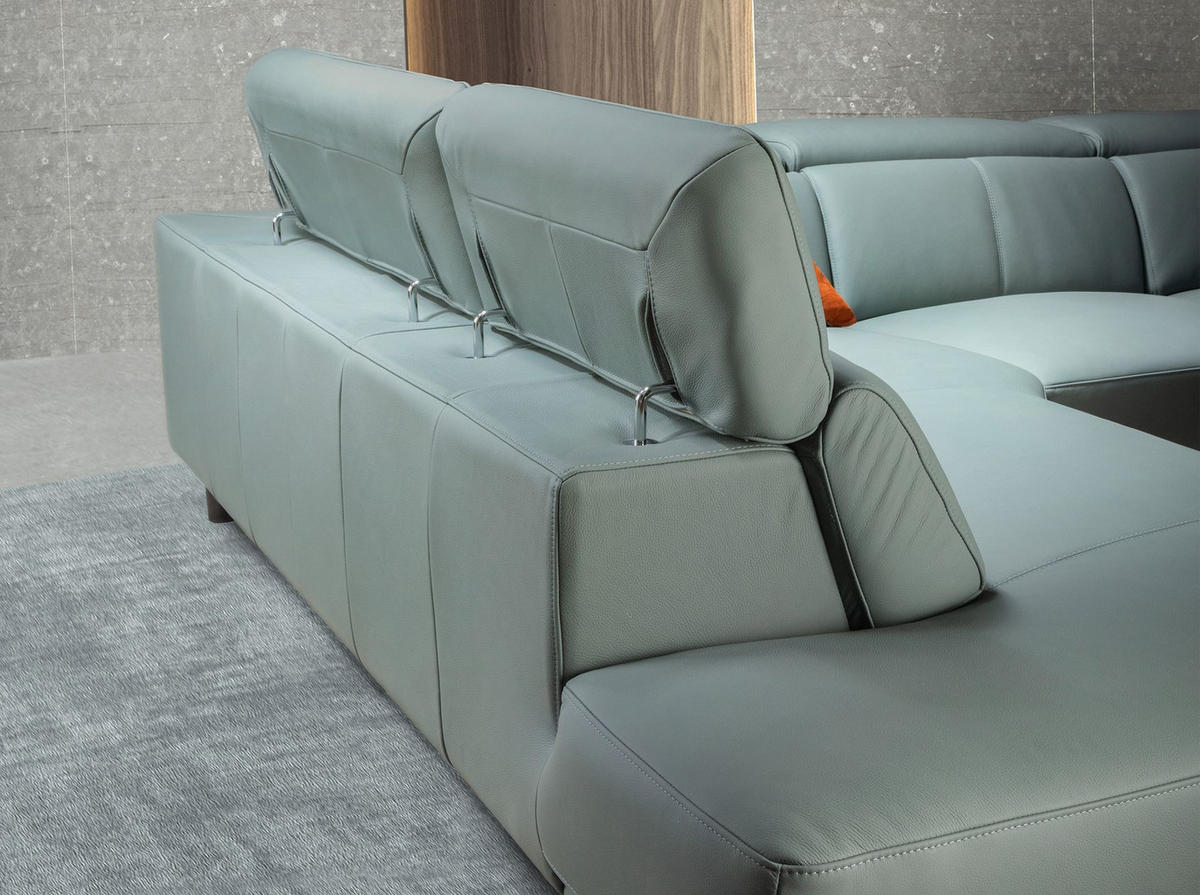 ECKSOFA Relax-Ecksofa links in türkisgrünem Leder 306/229/97 cm - Türkis/Schwarz, Leder/Metall (306/229cm) - ANGEL CERDA
