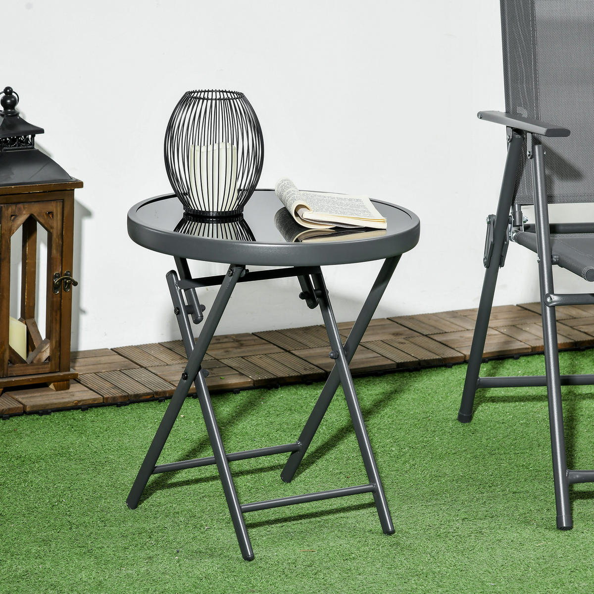 BEISTELLTISCH klappbar - Schwarz, Metall (45/45/50cm) - Outsunny