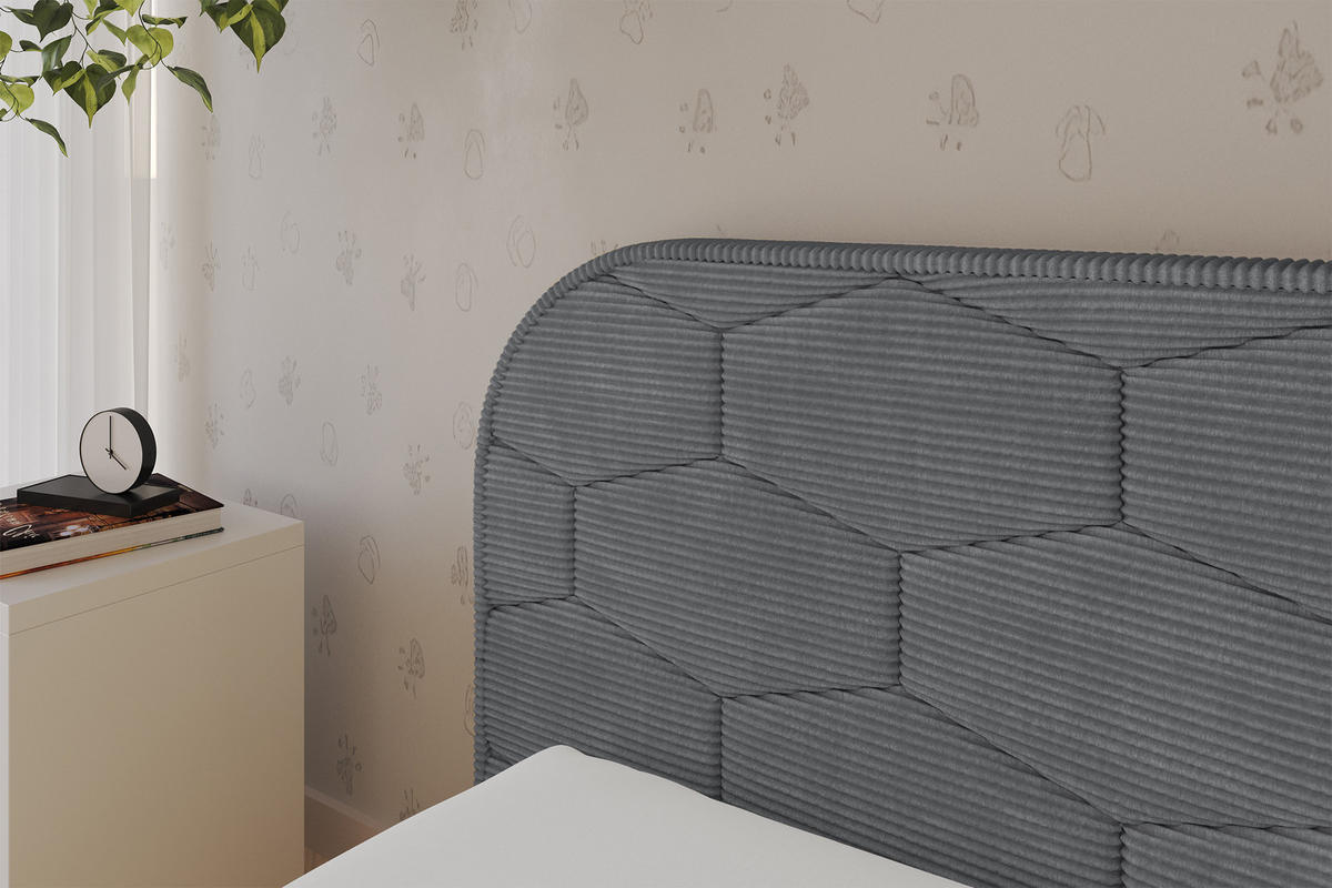 EINZELLBETT Jugendbett mit Bettkasten und Matratze H3/H4, Rechts - JAXY 90x200 Dunkelgrau - Schieferfarben, Holzwerkstoff/Textil (90/200cm) - ALTDECOR