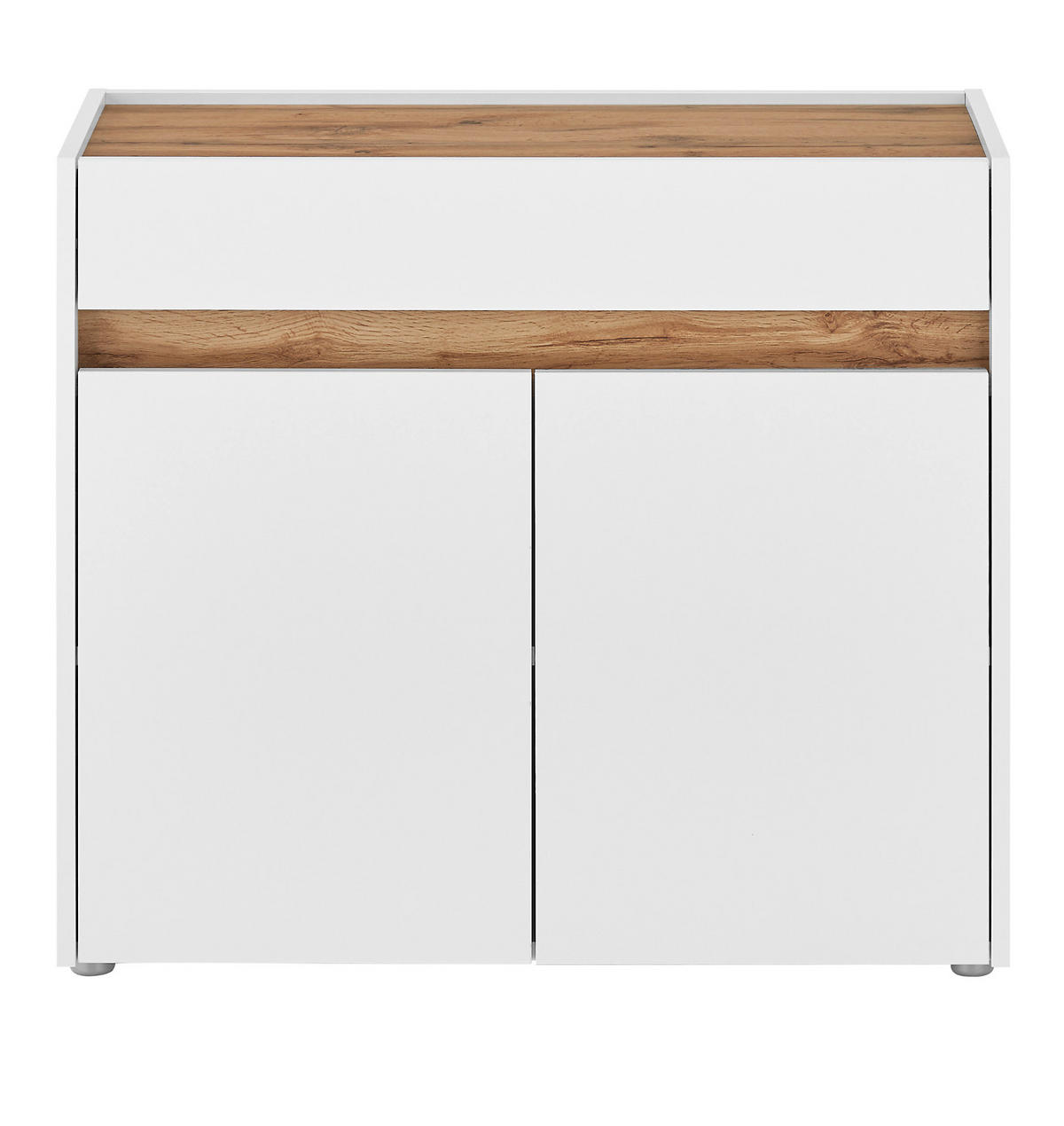 SCHUHSCHRANK weiß, Eiche Wotan 80 cm, Flurkommode mit Schubladen - Silberfarben/Eiche Wotan, Holzwerkstoff/Kunststoff (80/70/40cm) - Furn.Design