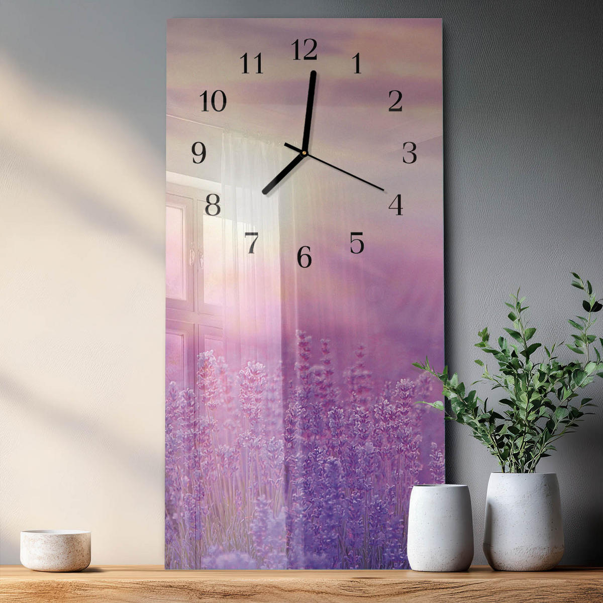 WANDUHR 60x30 cm - Pier - Lila, Glas (30/60/0.4cm) - TULUP