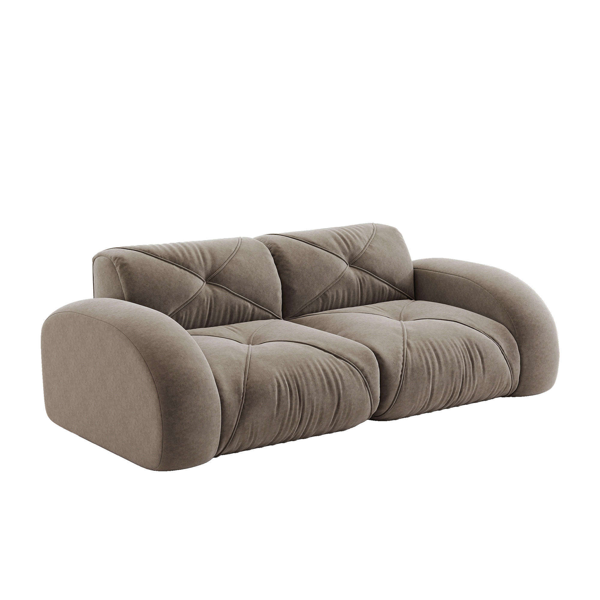 SOFA 204×95×76 cm Chenille rahmenlos modular 2-Sitzer, braun - Braun, Textil (95/76/204cm) - Luhomfu