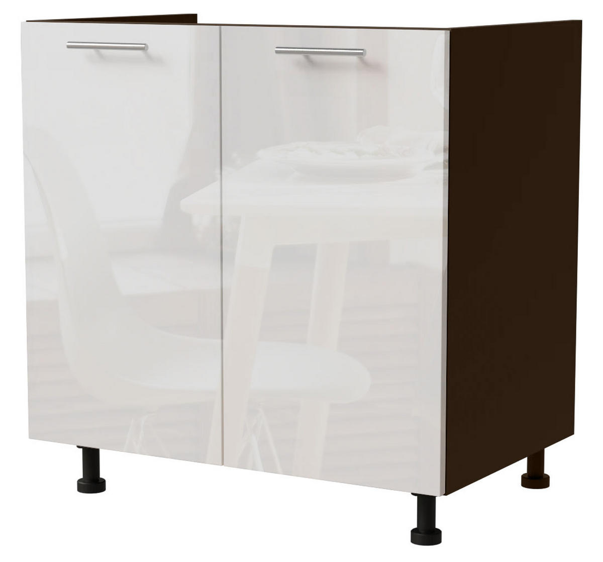 SPÜLENUNTERSCHRANK Essen D8Z/80 Weiß Hochglanz / Lava Matt 80 / 50 / 82cm - Dunkelgrau/Weiß Hochglanz, Holz/Holzwerkstoff (80/82/50cm) - Feldmann-Wohnen