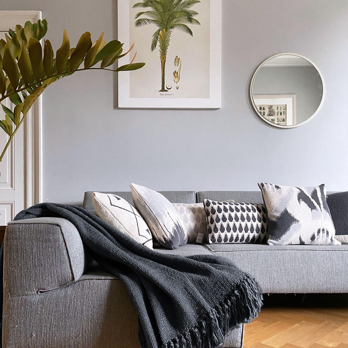 DEKOKISSEN Botanisch Mini gestrickt Anthrazit 35x60 - Anthrazit, Textil (60/35/12cm) - Malagoon