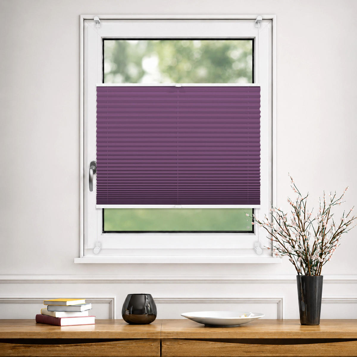 PLISSEE Thermo Basic 75 x 210cm Klemmfix ohne Bohren - Lila, Textil (75/210/210cm) - Deco-Raum