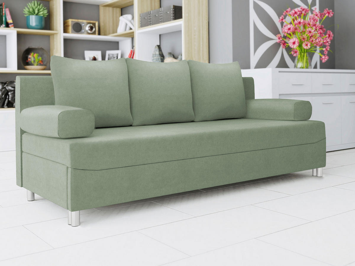 SCHLAFSOFA Dover - Chromfarben/Hellgrün, Holz/Kunststoff (192/86/80cm) - MIRJAN24