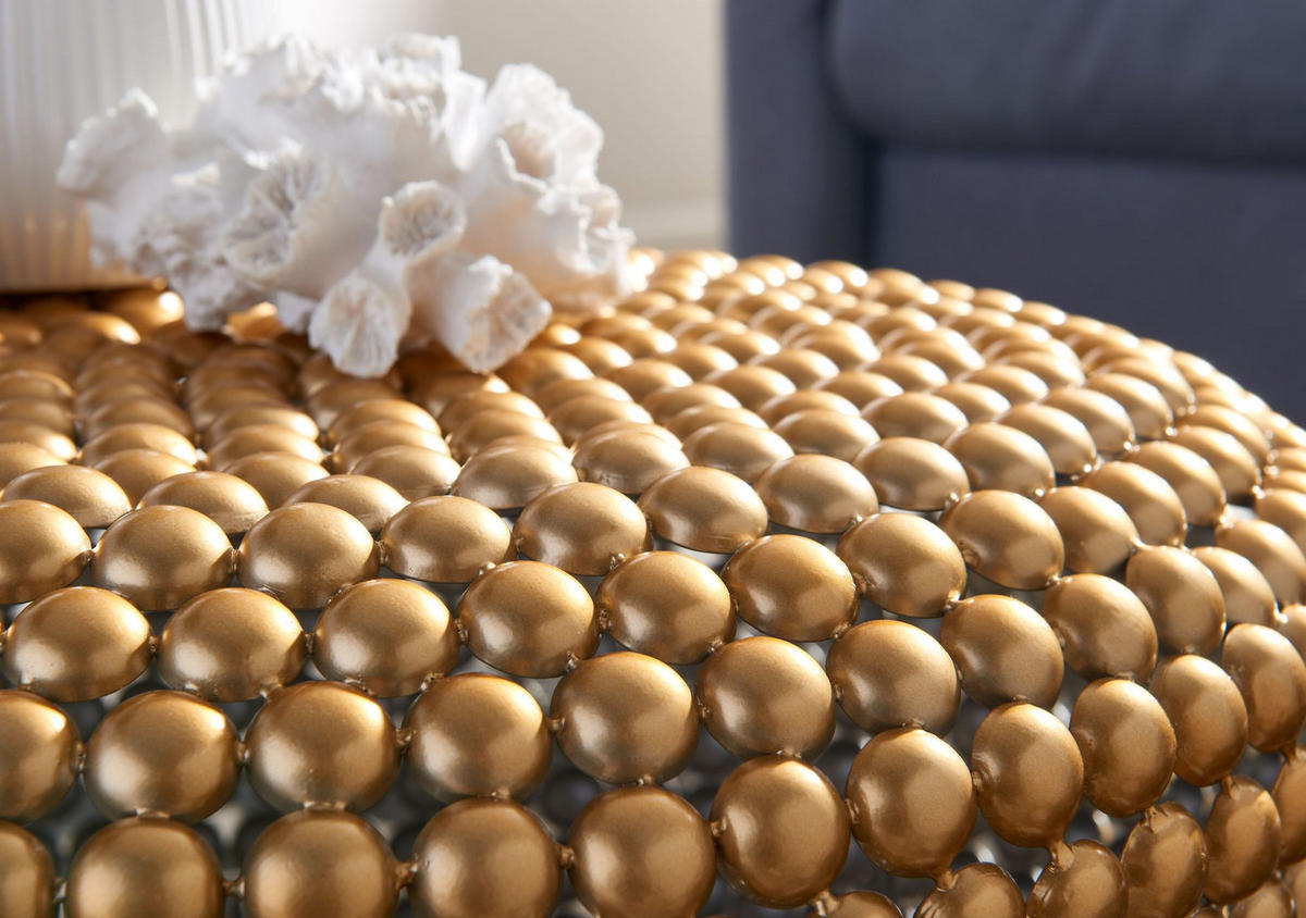 BEISTELLTISCH BIFERNO im orientalischen Stil aus Aluminium mit abgerundeter Form, Gold 60x60x30 cm - Goldfarben, Metall (60/60/30cm) - KADIMA DESIGN