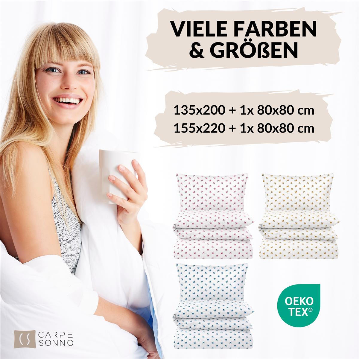 SEERSUCKER-BETTWÄSCHE 135x200 geblümt Sommer Bettbezug Bügelfrei aus 100% Baumwolle, Bettbezüge Blumen Rosen Muster Gelb - Gelb, Textil (135/200cm) - Carpe Sonno