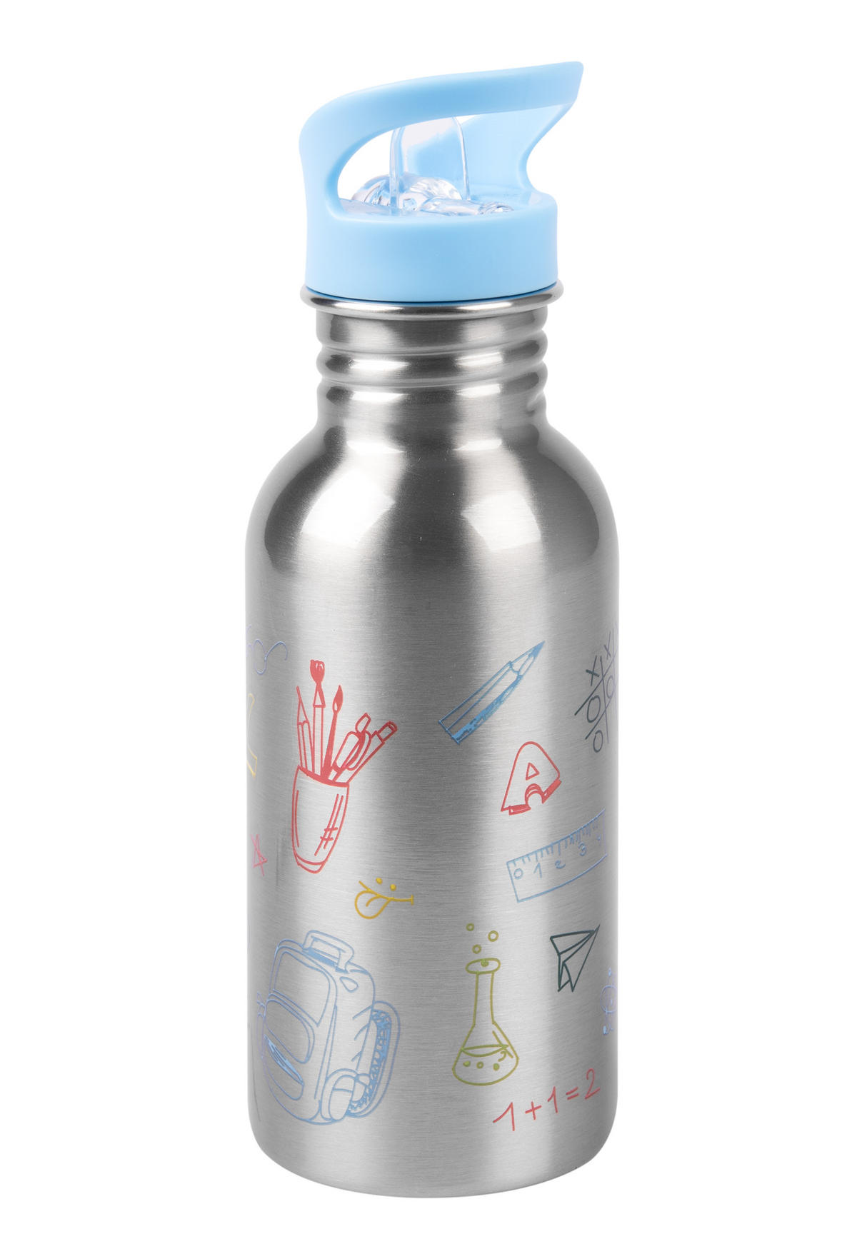 TRINKFLASCHE Back to school Silber 500 ml - Grau, Metall (0.5L) - United Labels