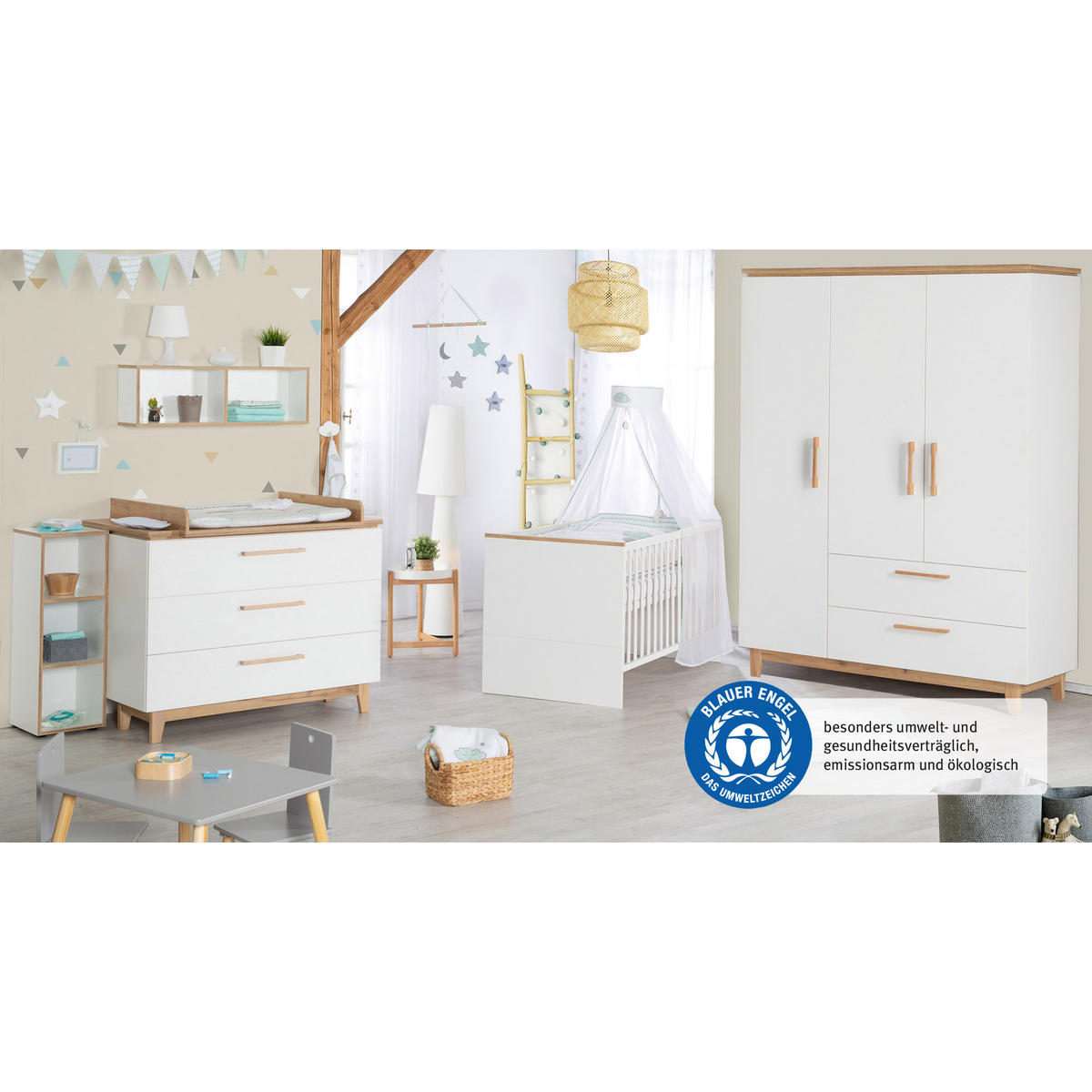 BABYBETT Finn 70 x 140 cm - Weiß, Holzwerkstoff (70/140cm) - Roba