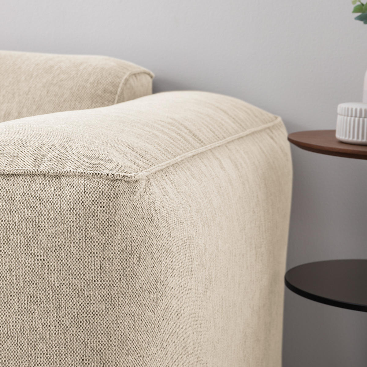 2-SITZER SOFA - Beige/Schwarz, Kunststoff/Textil (220/71/102cm) - home24