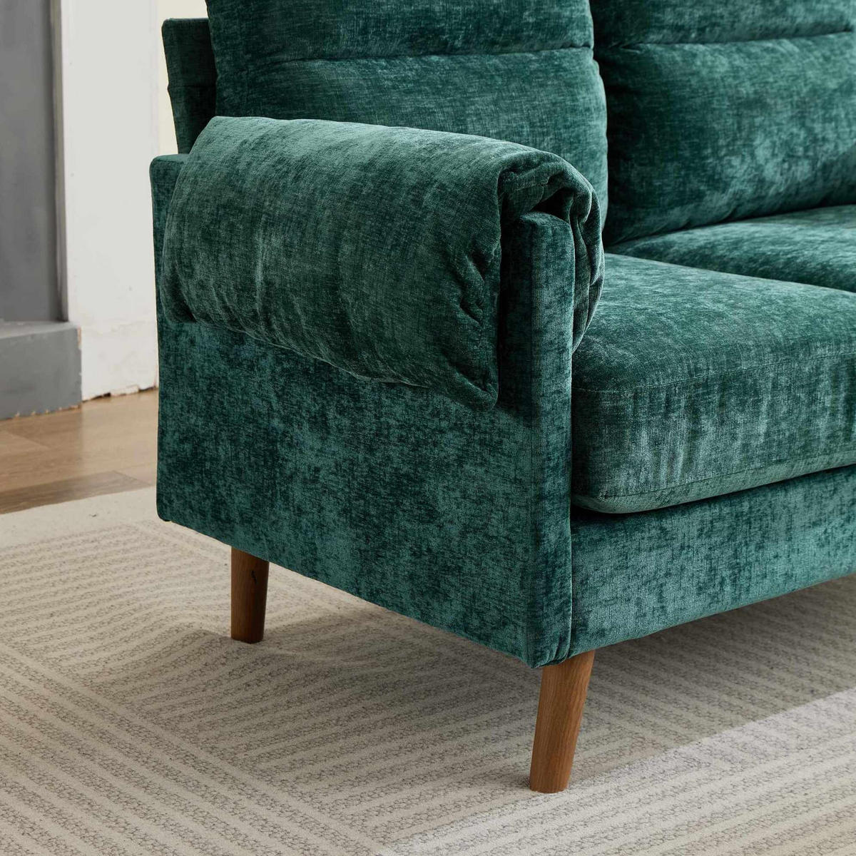 ZWEISITZER-COUCH 2-Sitzer Chenille Grün - Grün, Holzwerkstoff (70/85/124cm) - Meubliv