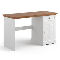 SCHREIBTISCH Belluno Kiefer weiß (RAL9010) lackiert / Kiefer gebeizt, Eichefarben 130 / 53 / 77cm - Eichefarben/Weiß, Holz/Holzwerkstoff (53/130/77cm) - Feldmann-Wohnen