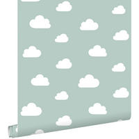 TAPETE kleine Wolken 53 cm x 10.05 m - Grün, Papier (53/0.1cm) - ESTAhome