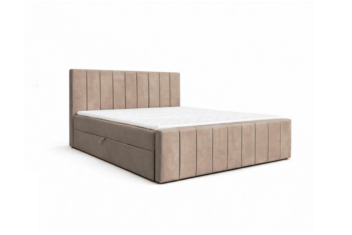 KONTINENTALBETT - Boxspringbett 01 bis 160x200 - Trinity 5 - Cappuccino - Hellbraun/Kieferfarben, Holzwerkstoff/Textil (160/200cm) - Möblo