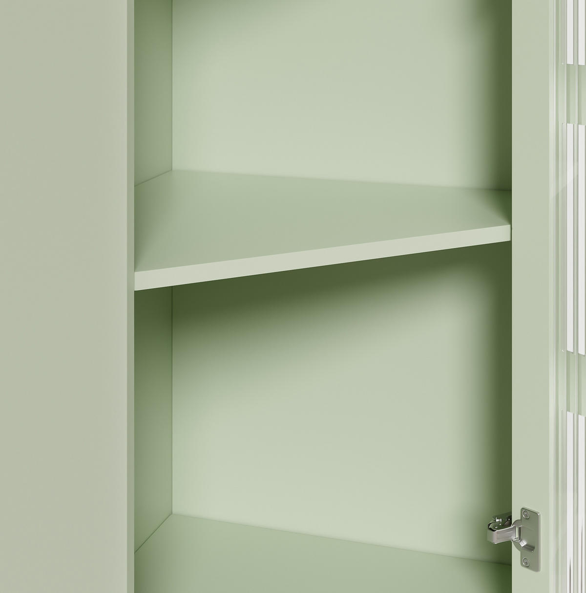LED-ECKSCHRANK 63.5x16.5x124 cm Grün aus Spritzglas mit App-LED & 2-in-1 Stauraum - Grün, Holzwerkstoff (63.5/124/16.5cm) - Modfu