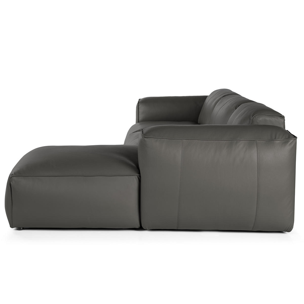 3-SITZER ECKSOFA mit Longchair - Schwarz/Grau, Leder/Kunststoff (284/173cm) - home24