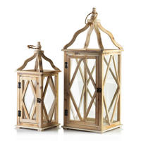 LATERNE Lokke 2er Set Beige 26,5x26,5x70 cm Holz - Beige, Holz (26.5/70/26.5cm) - Mondex