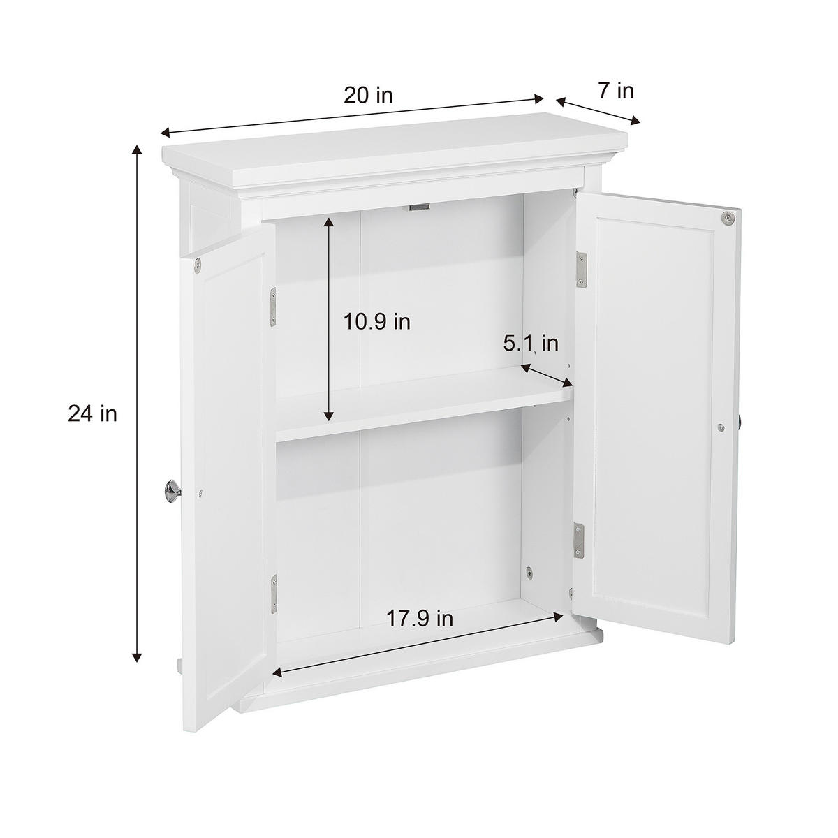 HÄNGESCHRANK mit Einlegeboden, Weiß, 61cm - Anthrazit/Weiß, Holzwerkstoff/Metall (17.8/61/61cm) - Teamson Home