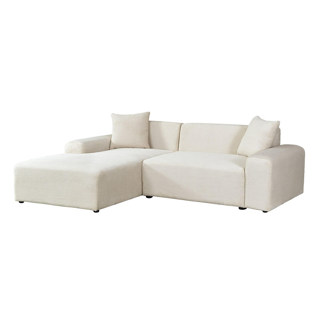 ECKSOFA AMELIO - Beige, Links - Beige, Holzwerkstoff/Textil (240/178cm) - Home Deluxe