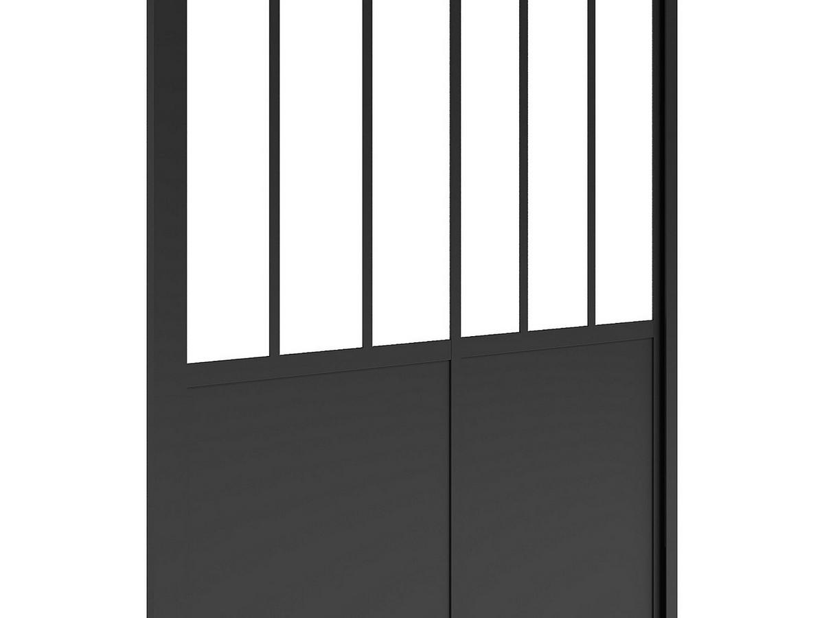 DUSCHTRENNWAND Seitenwand Schiebetür - 120 x 195 cm - Industrial Style - Schwarz matt - URBANIK - Schwarz, Metall (120/195cm) - Vente-Unique