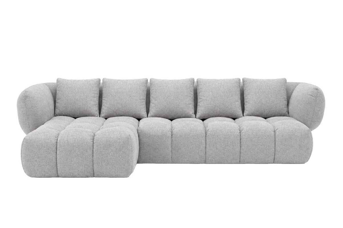 ROHOVÁ SEDAČKA ve tvaru L, žinylková tkanina Puente, Světle šedá, Levá strana, SEVIO L - světle šedá, dřevo (242/175cm) - Kaiser Möbel