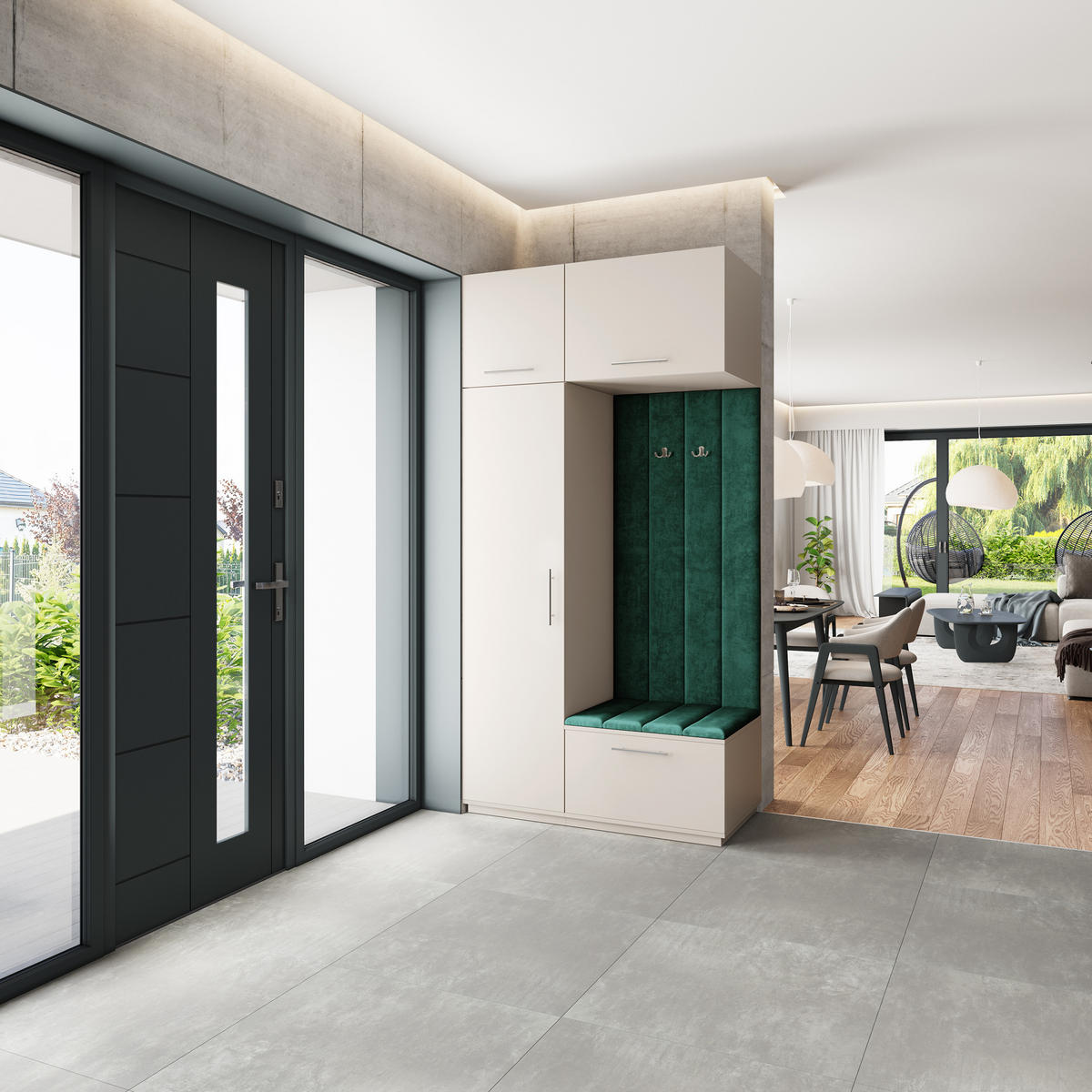 GARDEROBENSCHRANK REMA 120/240/60 cm Modern Garderobe-Set Kaschmir - Kaschmir/Grün, Holzwerkstoff (120/240/60cm) - MASSENO