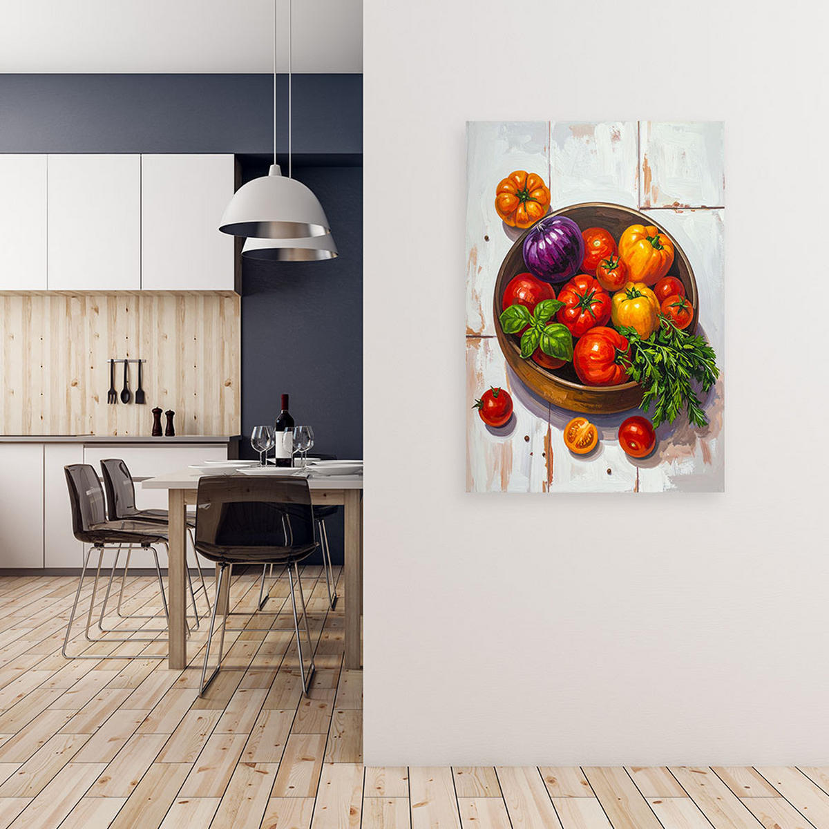 LEINWANDBILD Essen & Trinken 60x90cm - Multicolor, Textil (60/90cm) - Feeby