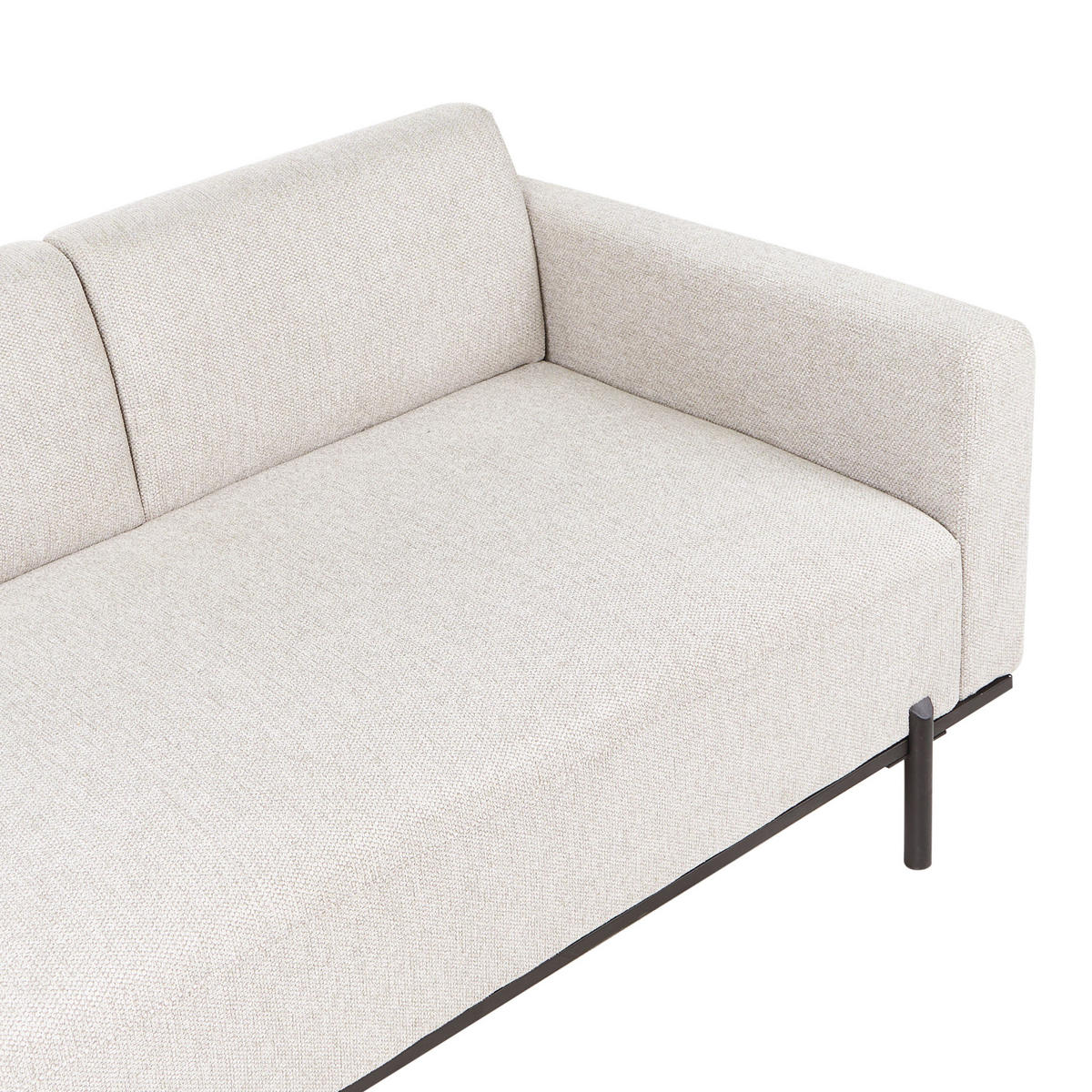 ČALOUNĚNÉ LEHÁTKO CHAISE LONGUE Umělý len Světle béžové Savasse - černá/béžová, textil (170/78/85cm) - Beliani