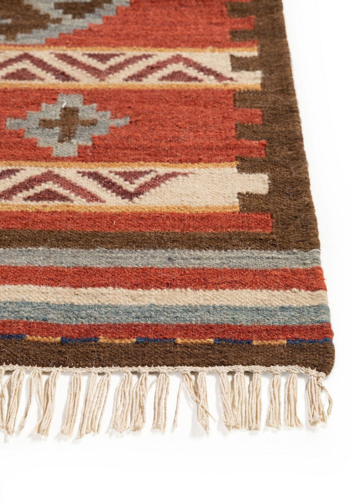 KELIM handgewebt Zohra Multicolor/Rot 200x300 cm - Rot/Multicolor, Textil (200/1cm) - KUNSTLOFT