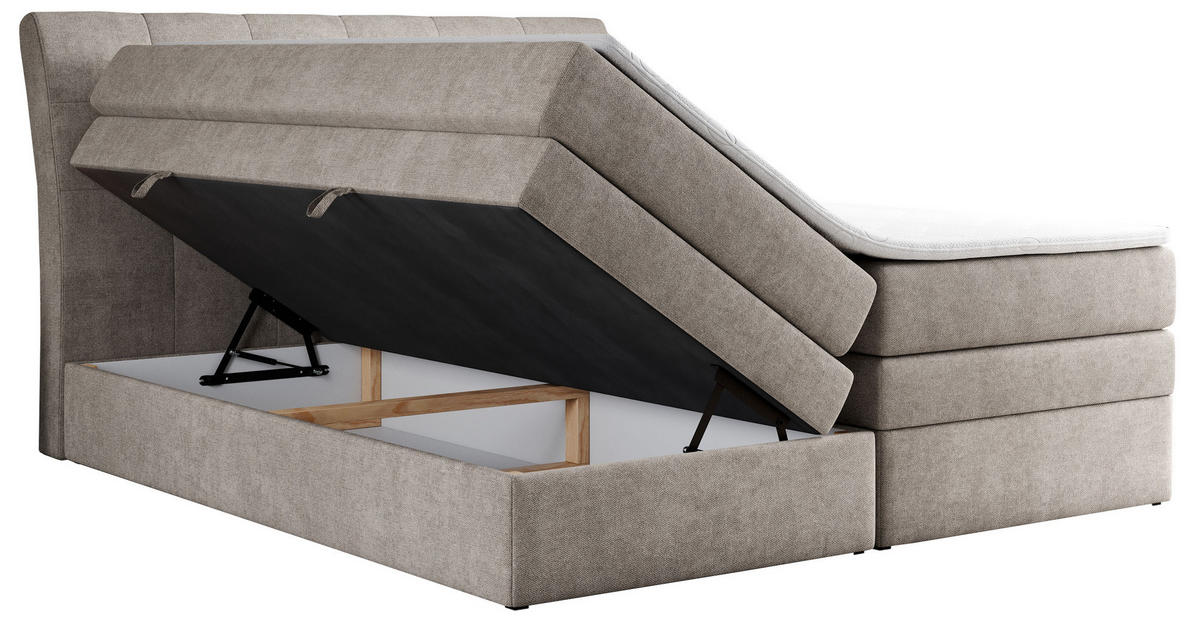 BOXSPRINGBETT GOLD-10 KING 200/200 Beige Struktur - H4 - Beige, Holz/Textil (200/200cm) - MKS