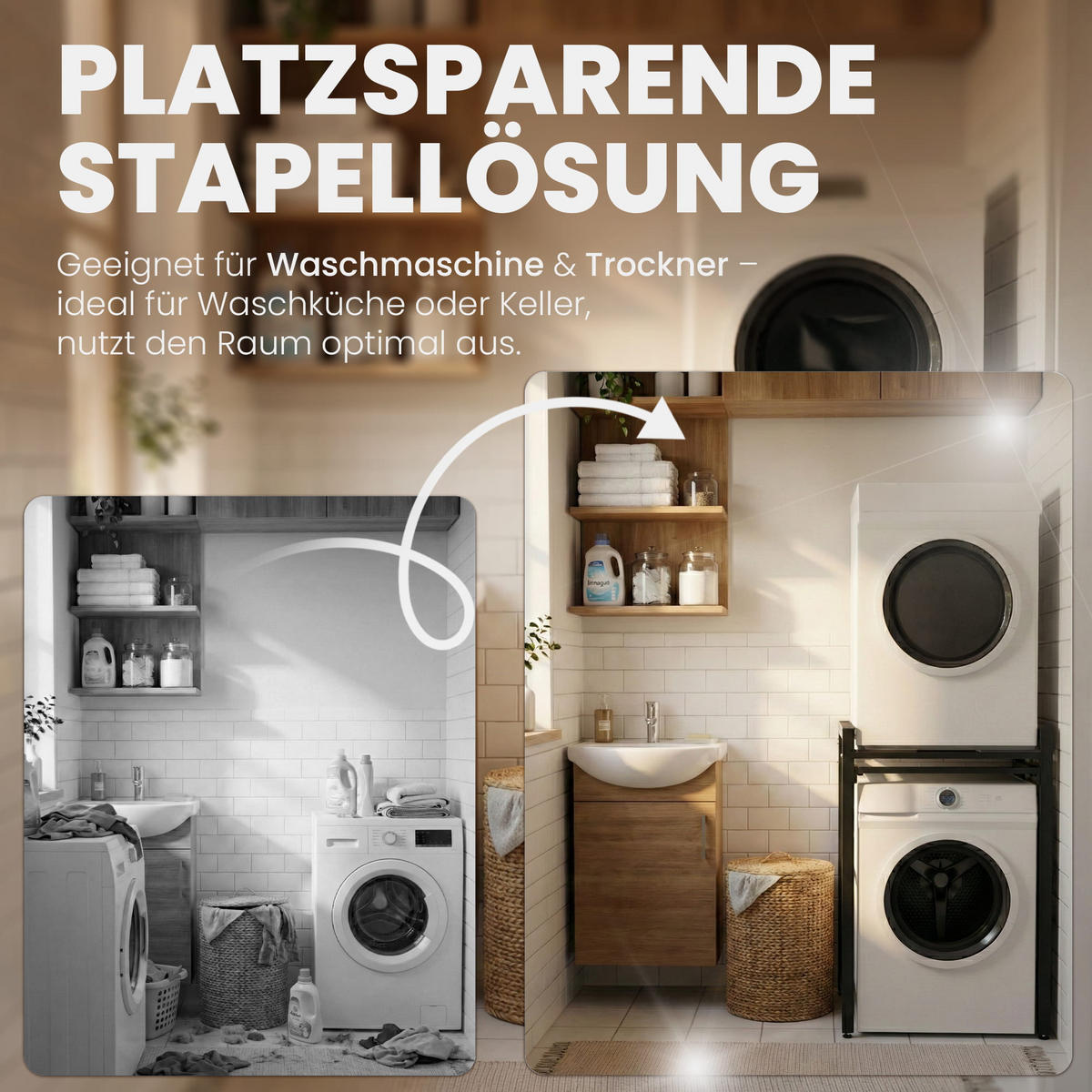 WASCHMASCHINENVERBAU Metall Schwarz - Schwarz, Metall (73/115/64cm) - CLP
