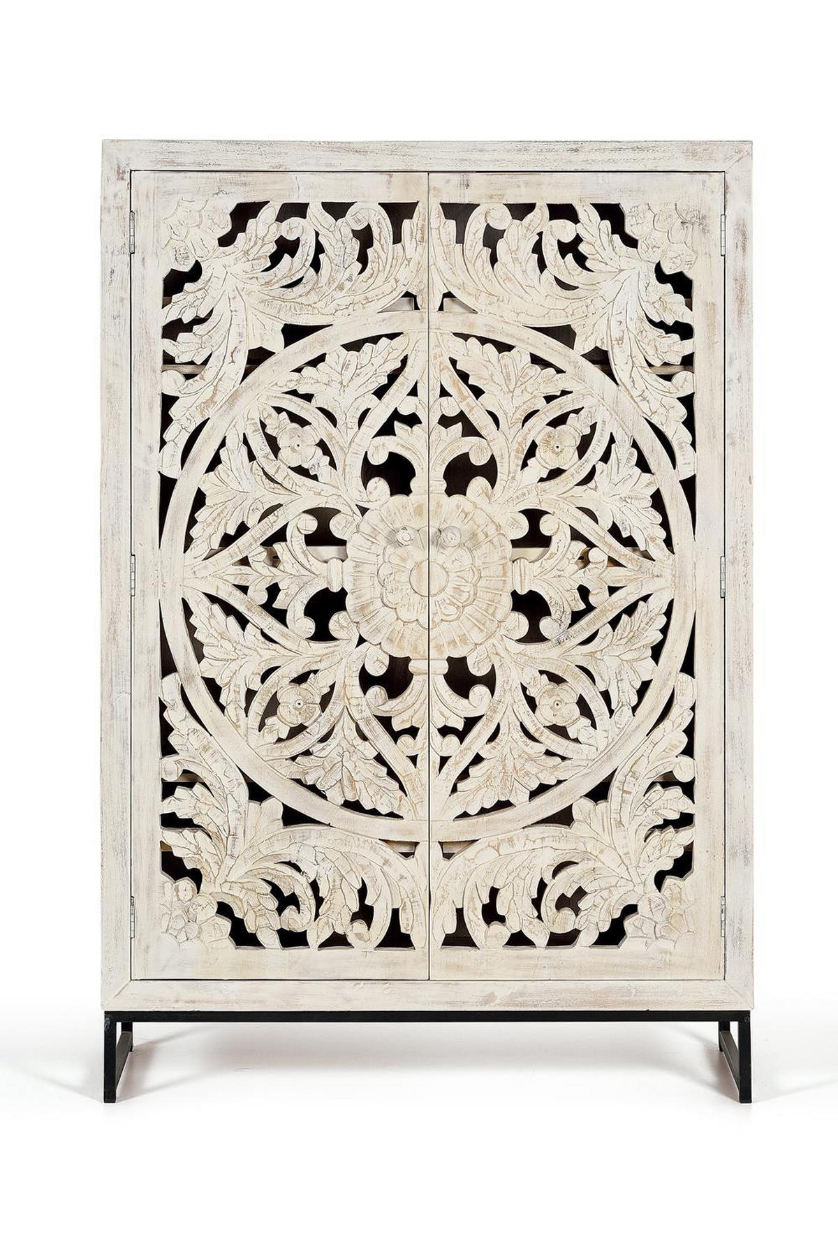 HIGHBOARD Mangoholz und Metallbeinen in gealtertem Weiß - Perlmutt, Holz (40/160/110cm) - Giner y Colomer